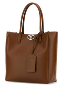 Valentino Garavani Caramel Leather Medium V Logo Locker Shopping Bag
