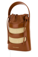 Alexander McQueen Zwei -Ton -Leder und Raffia Mini The Rise Eimer -Tasche