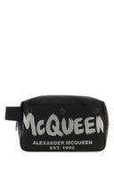 Alexander Mcqueen Black Fabric Mc Queen Graffiti Beauty Case