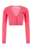 Off White Fuchsia Wool Blend Cardigan