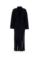 Alanui Midnight Blue Wool Blend 전기 프린지 코트
