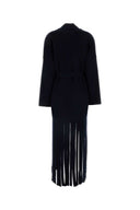 Alanui Midnight Blue Wool Blend 전기 프린지 코트