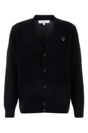 Maison Kitsune schwarze Woll -Strickjacke