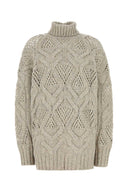 Sweater de gran tamaño de lana de lana gris deportiva