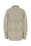 Sweater de gran tamaño de lana de lana gris deportiva