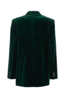 Mm Studio Bottle Green Stretch Velvet Blazer