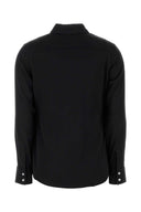 Mm Studio Black Stretch Satin Baden Shirt