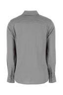 Mm Studio Powder Blue Stretch Satin Baden Shirt