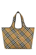 Burberry Embroidered Canvas Medium Check Shopping Bag