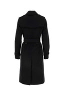 Burberry Black Gabardine Heritage Kensington Trench Coat