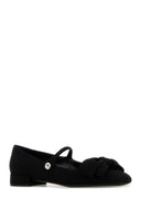 Valentino Garavani Black Crepe Bow Jane Ballerinas