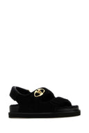 Valentino Garavani schwarze Öko -Pelz -Sandalen