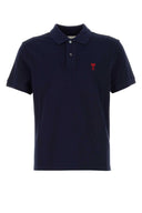 Ami Navy Blue Piquet Polo Shirt