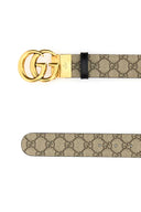 Gucci Gg Supreme Fabric Gg Marmont Reversible Belt