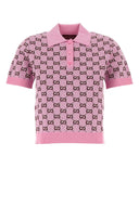 Gucci Pink Stretch Wool Blend Polo Shirt