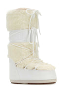 Moon Boot Icoonlaarzen van wit ecobont en synthetisch leer