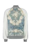 Versace Printed Satin Varsity Bomber Jacket