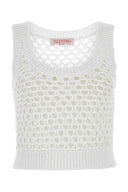 Valentino Garavani White Mesh Valentino Garavani Escape Crop Top