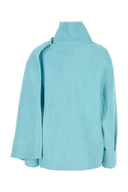 ボッテガベネタライトブルーレザーブラウス