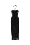 Oseree Black Stretch Tulle Dress