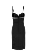 Oseree Black Stretch Satin Dress