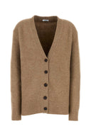 Salvatore Ferragamo Camel Stretch Alpaca Blend Oversize Cardigan