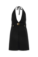 Vestido de lana de estiramiento negro miu miu