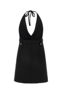 Vestido de lana de estiramiento negro miu miu