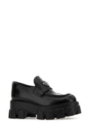 Prada Black Leather Monolith Loafers