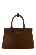 Prada-Handtasche aus braunem Wildleder mit Prada-Schnalle