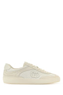 Weiße Gucci-Sneaker aus Wildleder und Stoff