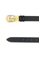 Gucci Black Leather Gg Marmont Reversible Belt