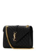 Saint Laurent Black Leather Medium Envelope Crossbody Bag