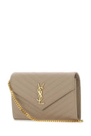 Saint Laurent Cappuccino Leather Clutch