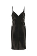Czarna skórzana sukienka Saint Laurent