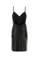 Czarna skórzana sukienka Saint Laurent