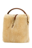 Saint Laurent Beige Shearling Mini Le 37 Backet Bag