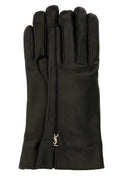 Guantes de Cassandre de cuero negro de Saint Laurent