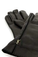 Guantes de Cassandre de cuero negro de Saint Laurent