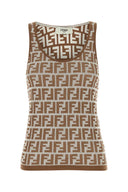 Fendi Embroidered Stretch Cotton Tank Top