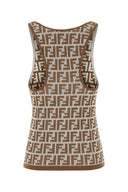 Fendi Embroidered Stretch Cotton Tank Top