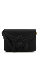 MCM in pelle nera piccola borsa a tracota di alloro himmel