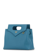 Mcm Turquoise Leather Mini Soft Diamond Handbag