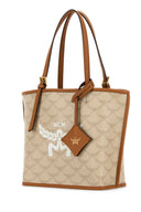 Mcm Printed Canvas Mini Himmel Shopping Bag