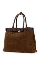 Prada Brown Suede Prada Buckle Large Handbag