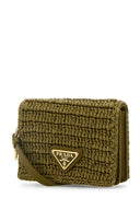 Prada Olive Green Raffia Card Holder