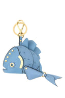 Prada Cerulean Blue Leather Key Ring