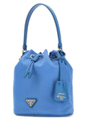 Prada Cerulean Blue Nylon Bucket Bag