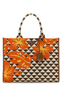 Prada Embroidered Fabric Large Symbole Shopping Bag