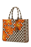 Prada Embroidered Fabric Large Symbole Shopping Bag